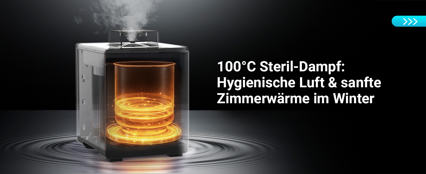 Зволожувач повітря для спальні та вітальні з верхнім заповненням, 3L, нержавіюча сталь, теплий туман, знищує 99,97% бактерій, з режимом сну, білий (чорний)