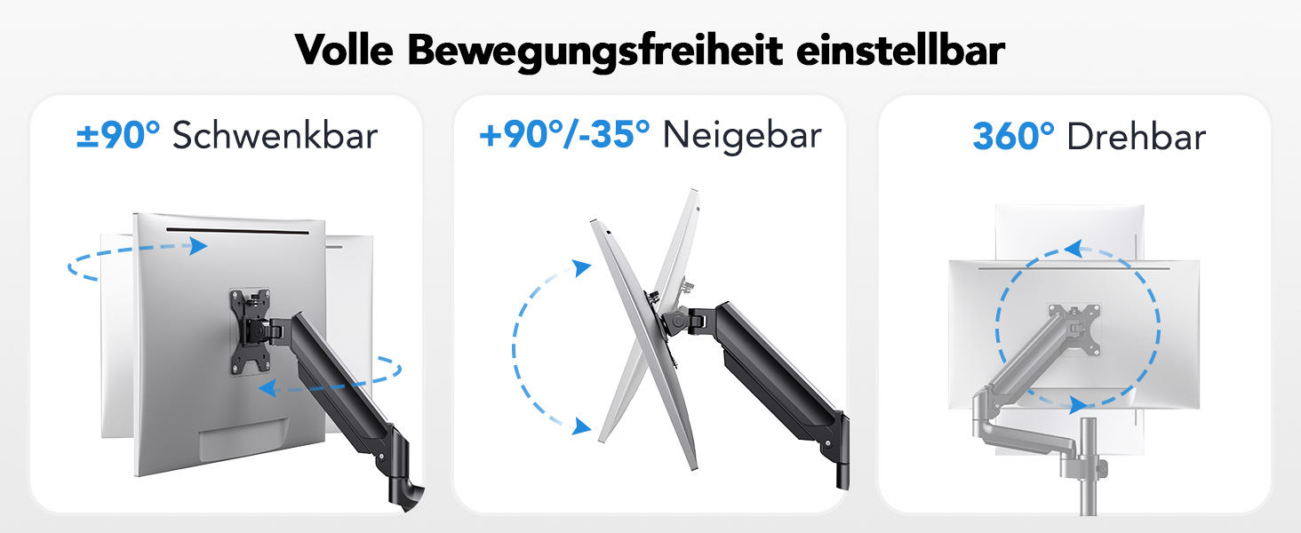 Кріплення для монітора HUANUO на 2 монітори, 13-32 дюйми, регульована висота, довгий важіль, VESA 75/100 мм, вантажопідйомність 2-9 кг, для геймінгу