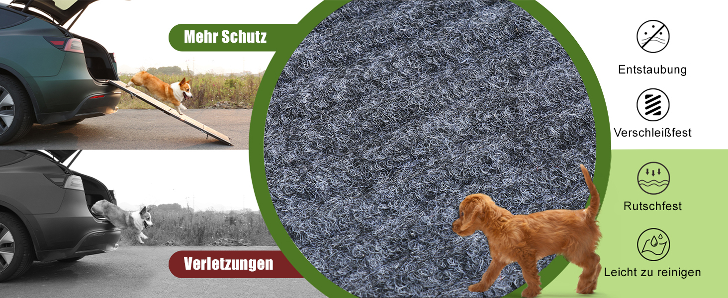 Рампа для собак SMONTER 180 см, автоскладана, з високоякісним покриттям, для легкових, вантажних автомобілів та SUV. Підходить для великих та середніх собак, чорного кольору.