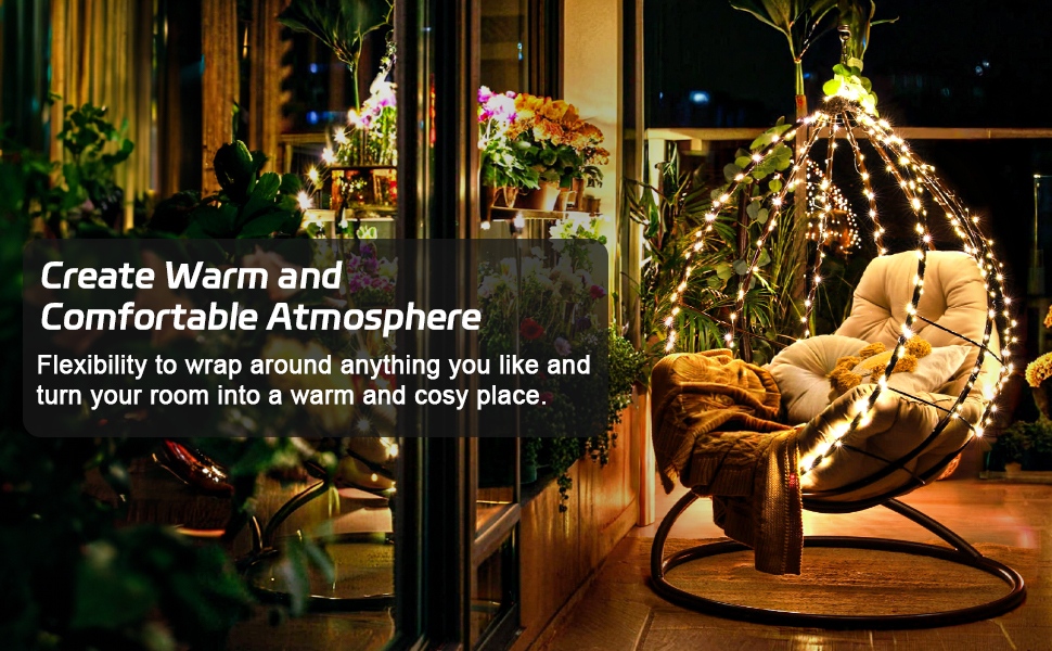 Сонячна гірлянда для зовнішнього використання, 120 LED, холодне біле світло, 8 режимів, для саду, двору, тераси, весільної декорації (5м, тепле біле світло)