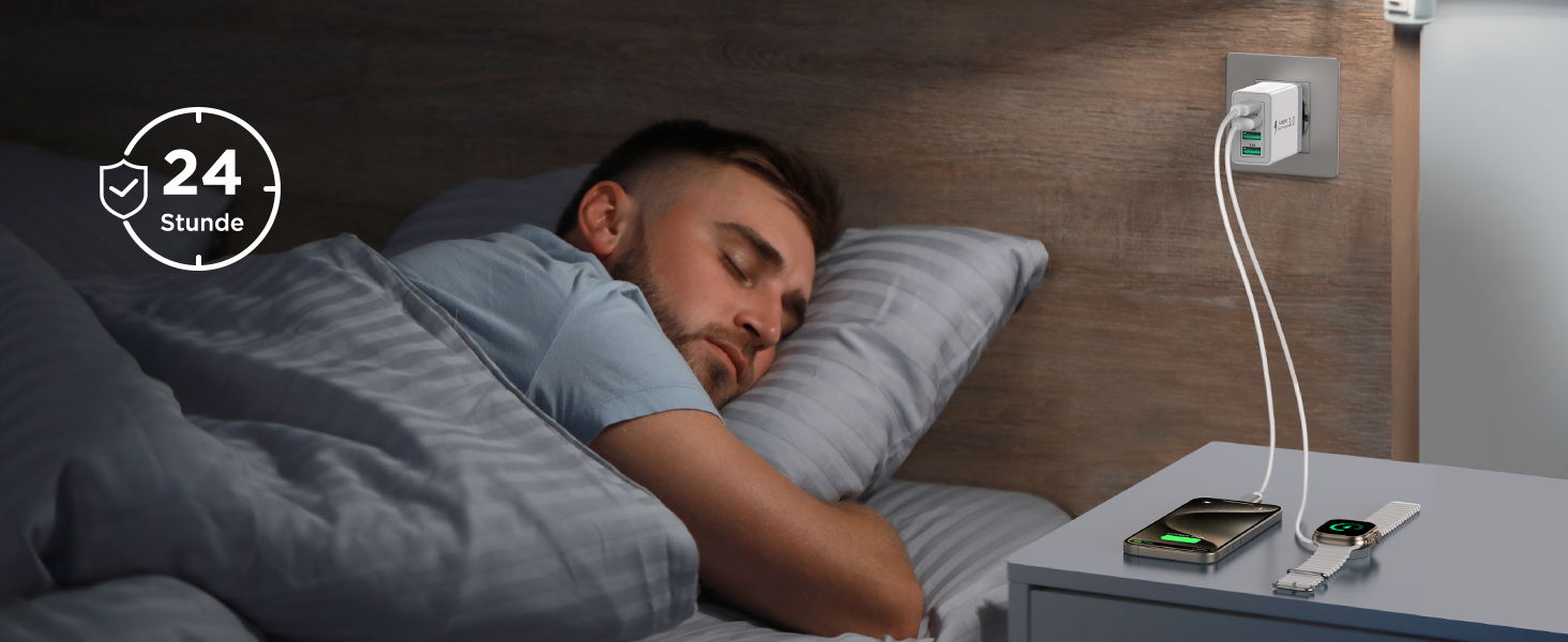 Подвійний USB зарядний пристрій 40W з 4 портами USB-C та USB-A, PD 3.0, для iPhone, Samsung та інших телефонів (2 шт. в упаковці, білий)