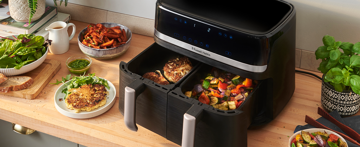 Фритюрниця Russell Hobbs SatisFry з 2 камерами, 9л, Rapid AirFryer, 9 програм, тиха робота, миється в посудомийній машині