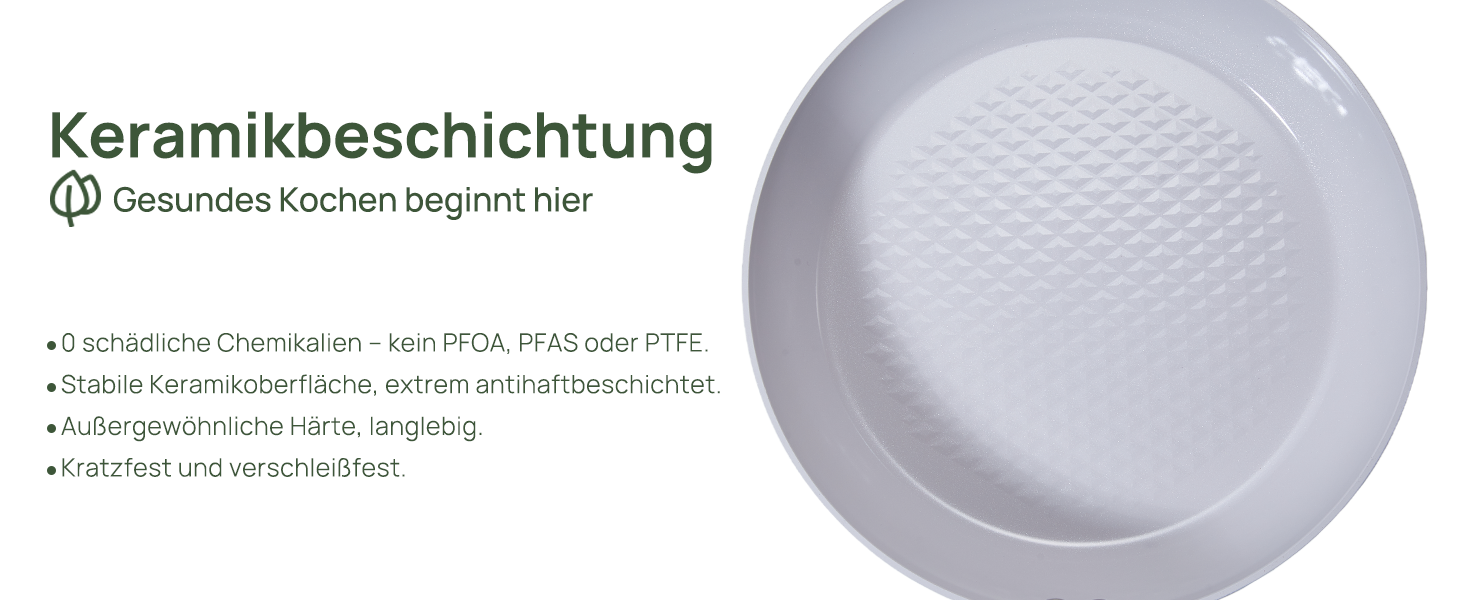 Сковорідка KOKHUB антипригарна керамічна 28 см з кришкою, без PFAS, PTFE, PFOA, індукційна, для посудомийної машини