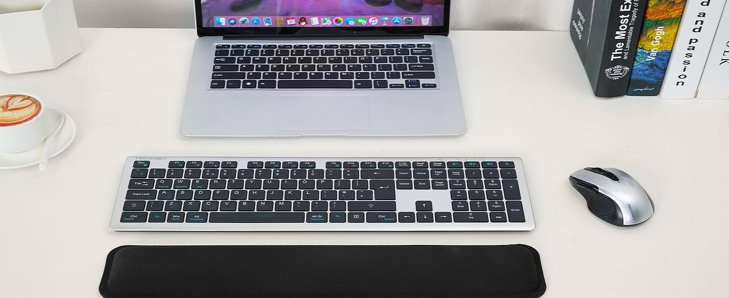 Підставка для зап'ястя TECKNET для клавіатури, 43 см, Memory Foam 70D, ергономічна, проти болю в зап'ясті, для ПК, ноутбука, геймінгу, чорна