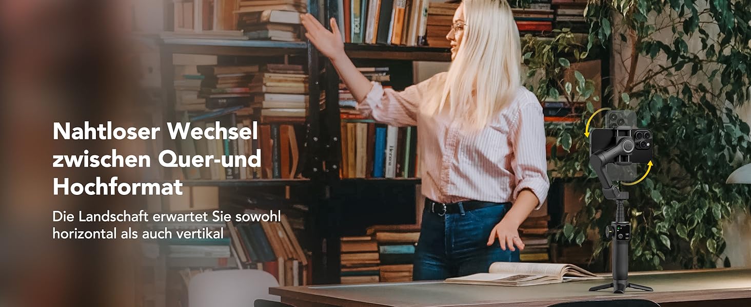 Стабілізатор для телефону Smart V8 Black з 3-осьовою стабілізацією та 7.8-дюймовою штангою, AI-трекінг, OLED-дисплей, кнопка зйомки