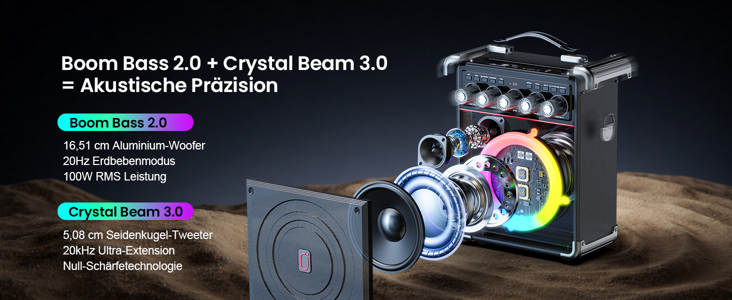 Караоке машина JYX з 2 бездротовими мікрофонами, портативна караоке система з підсвіткою RGB для дорослих та дітей - портативна Bluetooth караоке-бокс з мікрофоном та PA-динаміком, чорний Tx05