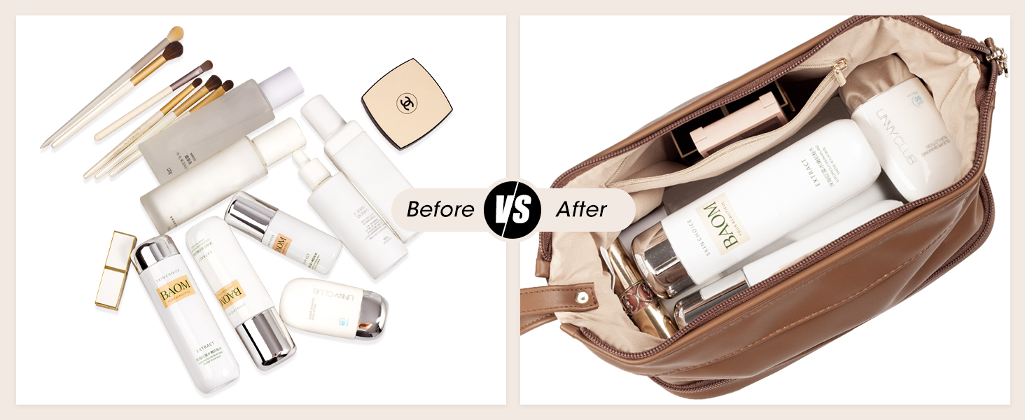 Косметичка для жінок Abiudeng: велика, водонепроникна, з відділенням для пензлів. Ідеальна для подорожей та зберігання макіяжу. Колір: коричневий