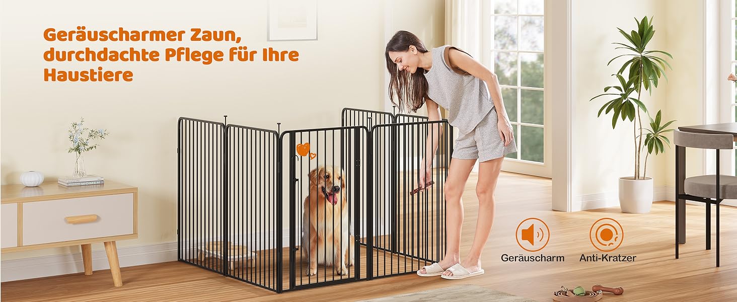 Вольєр для цуценят Yaheetech 24-секційний з замком, тихі труби, захист для підлоги, посилені металеві дроти, 80 см, для квартири та саду
