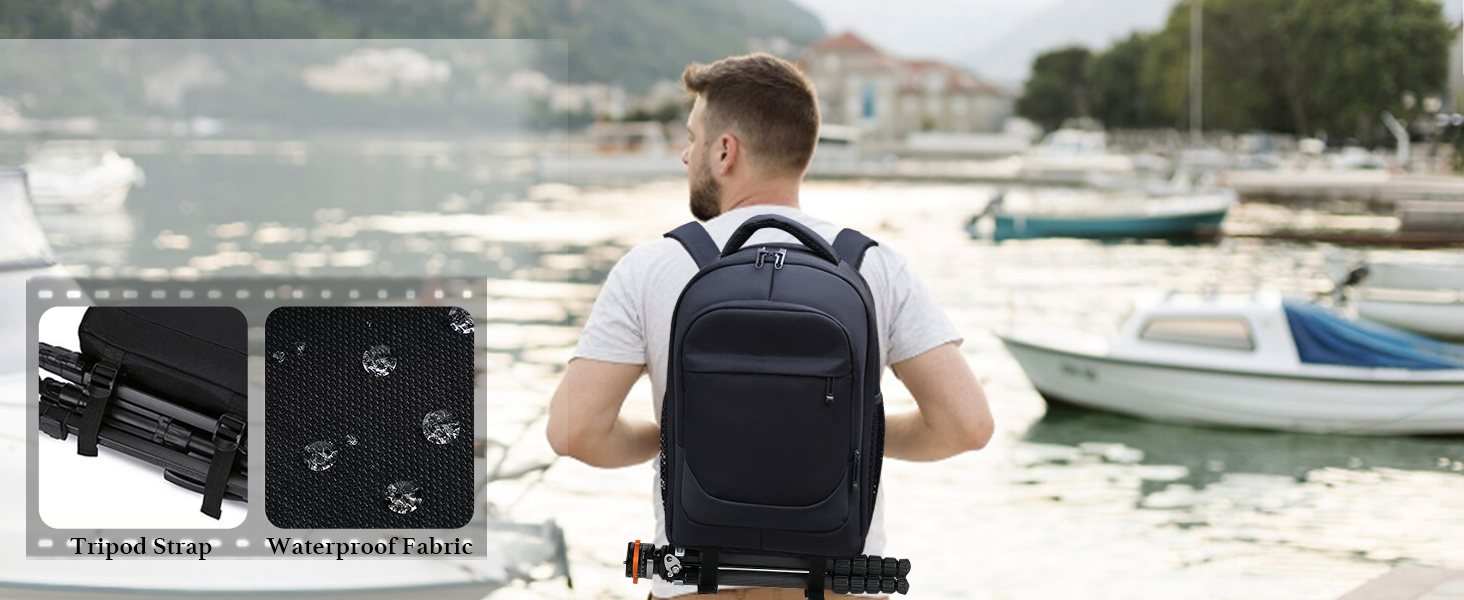 Водонепроникний рюкзак для фотоапарата: камера, DSLR, SLR, об'єктив, штатив, аксесуари, чорний