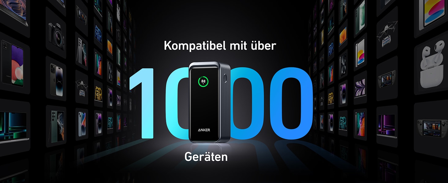 Power Bank Anker Prime 200W, 20000 mAh, Чорний: Швидка зарядка для iPhone, Samsung, MacBook та ін.
