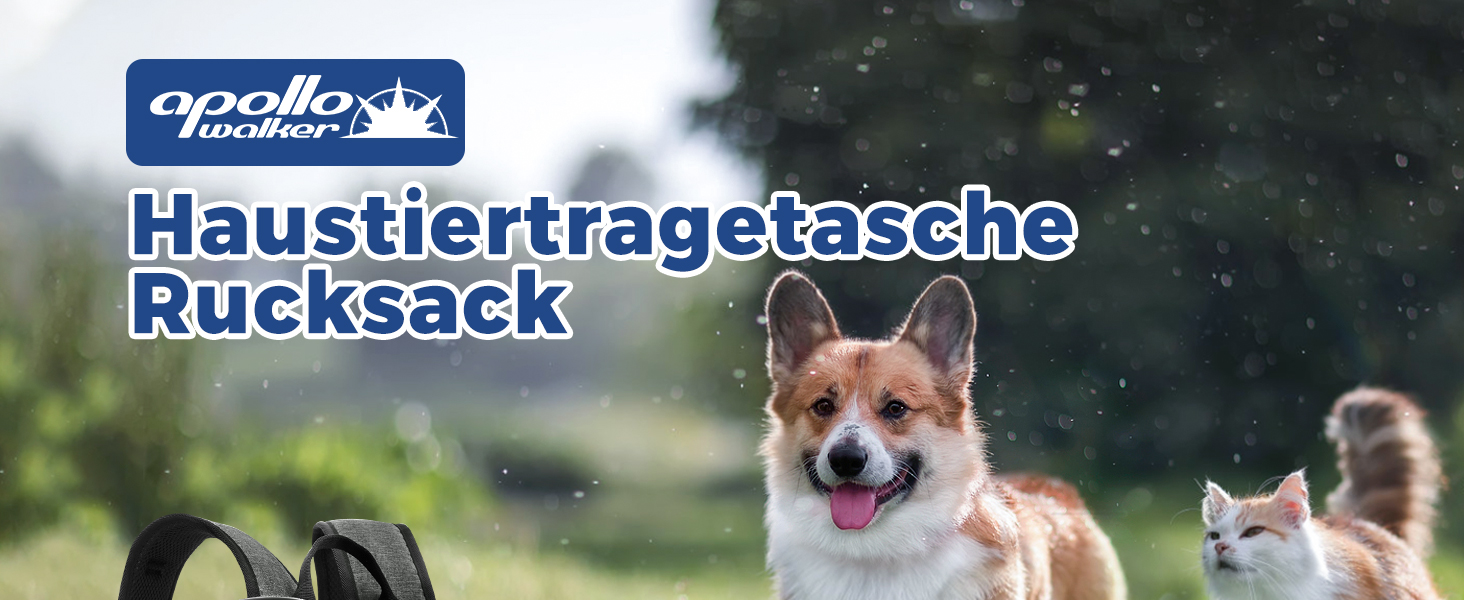 Рюкзак для собак та котів Apollo Walker - для малих тварин (2-15 кг), з підтримуючим каркасом, дихаючий, сірий - для походів, подорожей, активного відпочинку