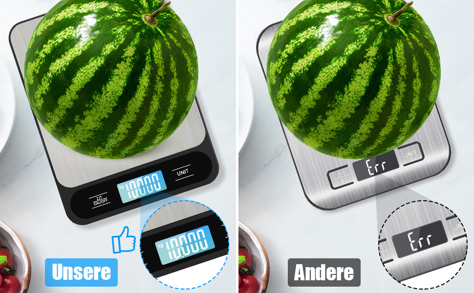 Кухонні ваги Diyife 10 кг / 1 г, електронні, з LCD-дисплеєм, для випічки та приготування їжі, з тарою, автовимкненням, платформа з нержавіючої сталі, 6 одиниць вимірювання, чорні