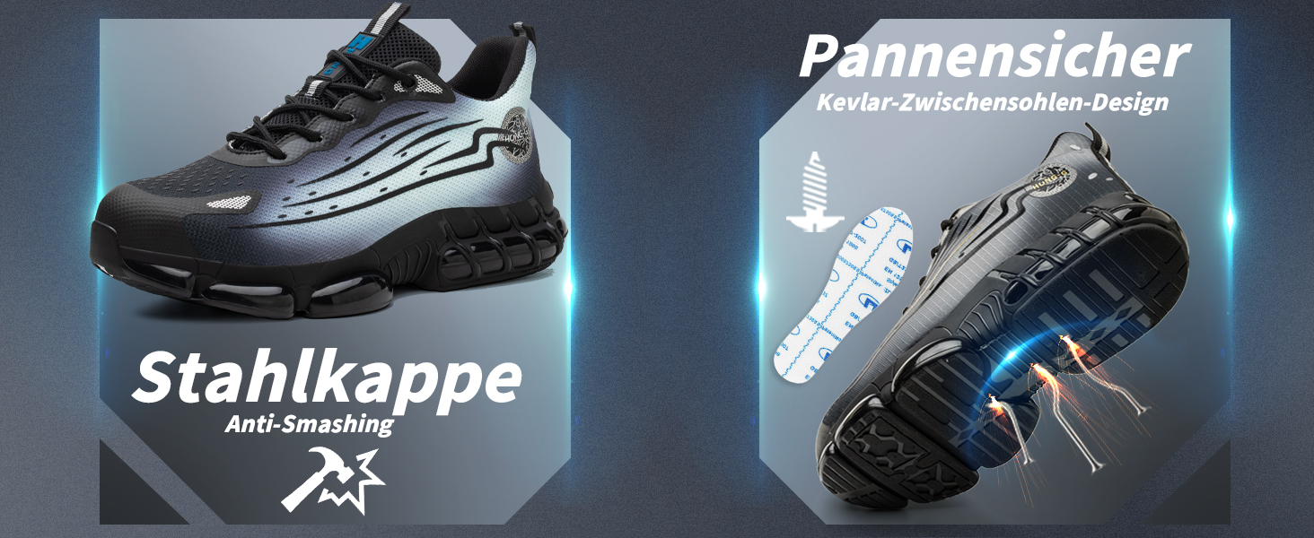 Робочі черевики AIMAYEE з металевим носком: легкі, дихаючі, для жінок та чоловіків, сірі та чорні, розмір 41 EU