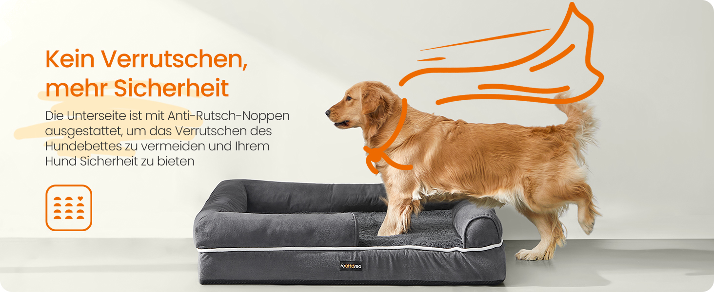 Ортопедичне ліжко для собак Feandrea, м'яке, з піднятими бортиками, знімний чохол, 112 x 86 x 18 см, темно-сірий