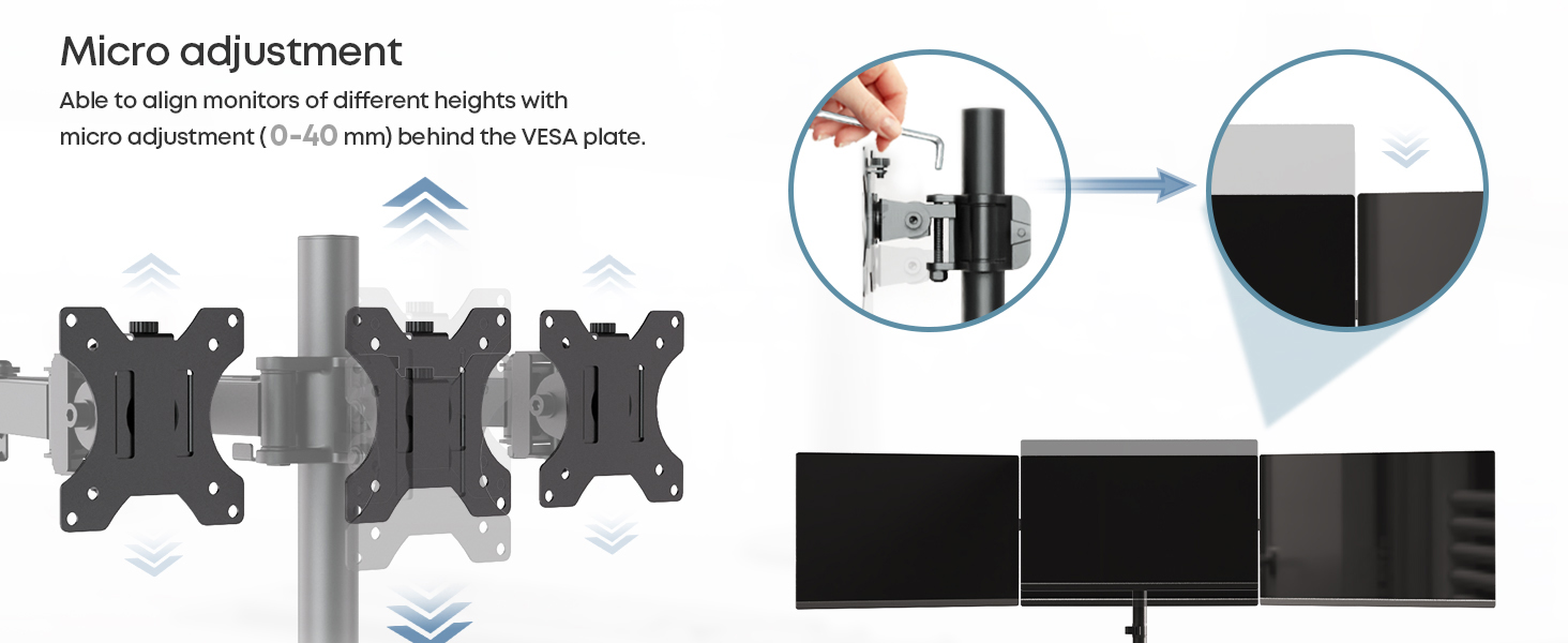 Тримач для монітора PUTORSEN на стіл для 13'-27' LCD/LED моніторів, 7 кг/монітор, регульований (180° нахил, 360° поворот, регулювання висоти), білий (чорний, білий)