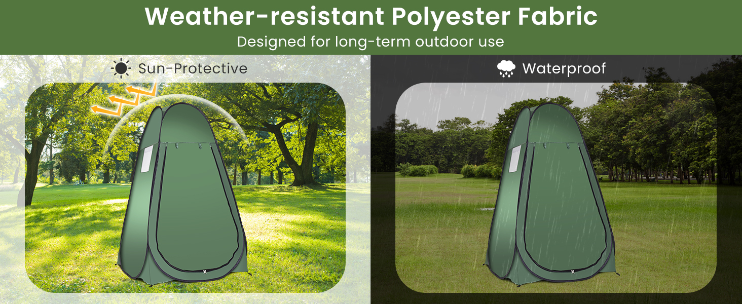 Намет для душу HOMASIS Pop up, зелений, 120x120x190 см - переносний, для кемпінгу, з кишенькою