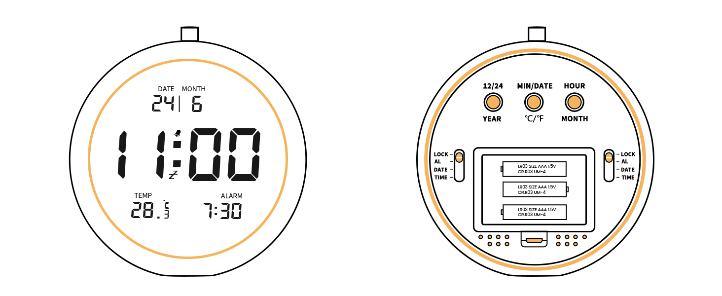 Цифровий будильник aboveClock з дерев'яним корпусом: LCD-дисплей з температурою та датою, функція Snooze, підсвічування, для спальні