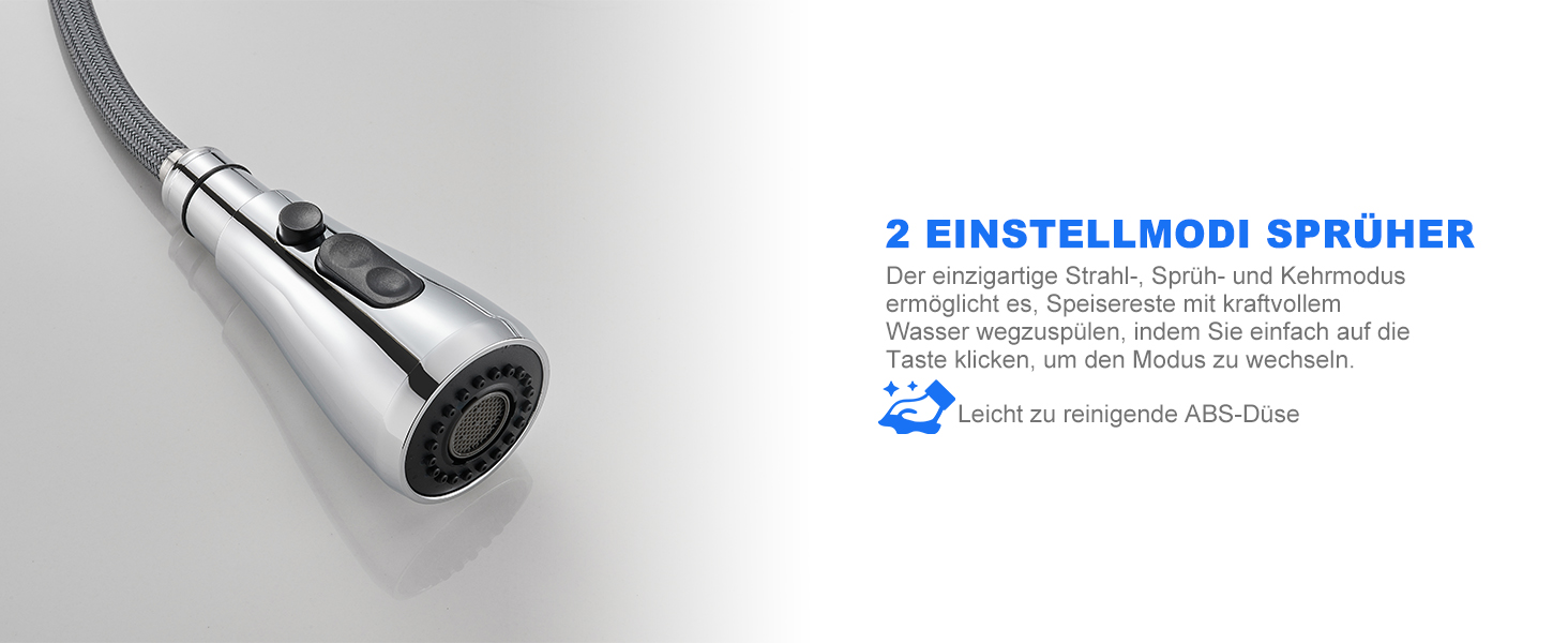 Чорний кухонний змішувач з висувною лійкою 360°, з нержавіючої сталі, для фільтрованої води