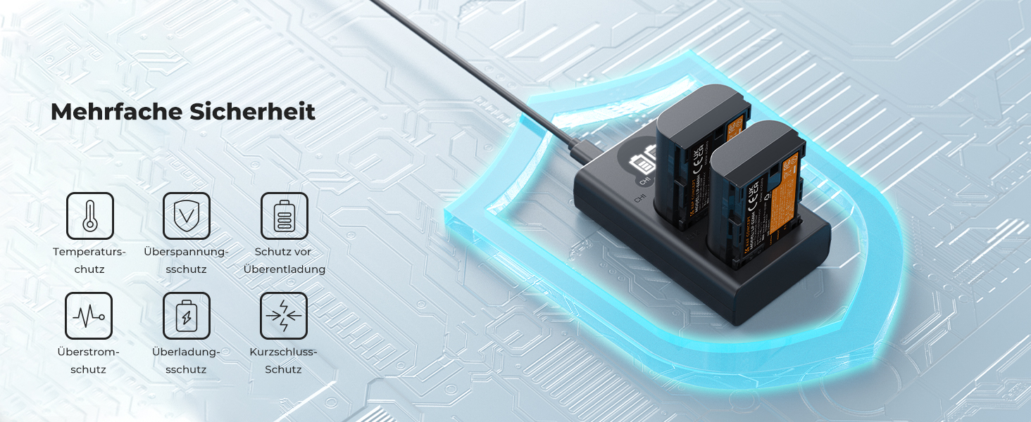 Акумулятор Canon LP-E6NH 2600mAh (2 шт.) з зарядним пристроєм (2 слоти) - сумісний з EOS R7, R5, R6, 5D II, III, IV, 6D, 6D II, 7D, 7D II, 60D, 70D, 80D, 90D