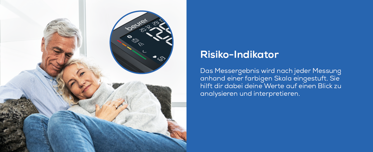 Тонометр Beurer BC 54 на зап'ясті з технологією Inflation, індикатор ризику, визначення аритмії, об'єм зап'ястя 13,5-21,5 см, з додатком, передача даних до Apple Health та ін. 2 x 60 місця для зберігання даних