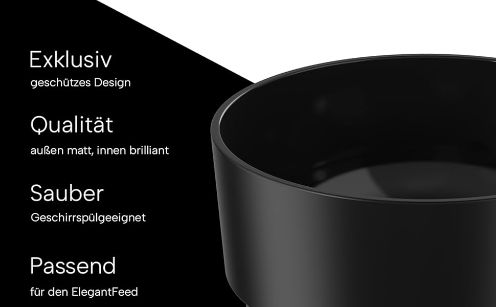 Миска для собак Draiax ElegantFeed M з кераміки – чорна, з матовим зовнішнім та глянцевим внутрішнім покриттям