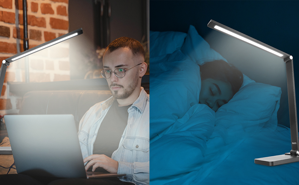 LED лампа настільна диммерна з USB, 5 кольорів та 3 рівні яскравості, для читання, дітей, офісу, чорна MT-856