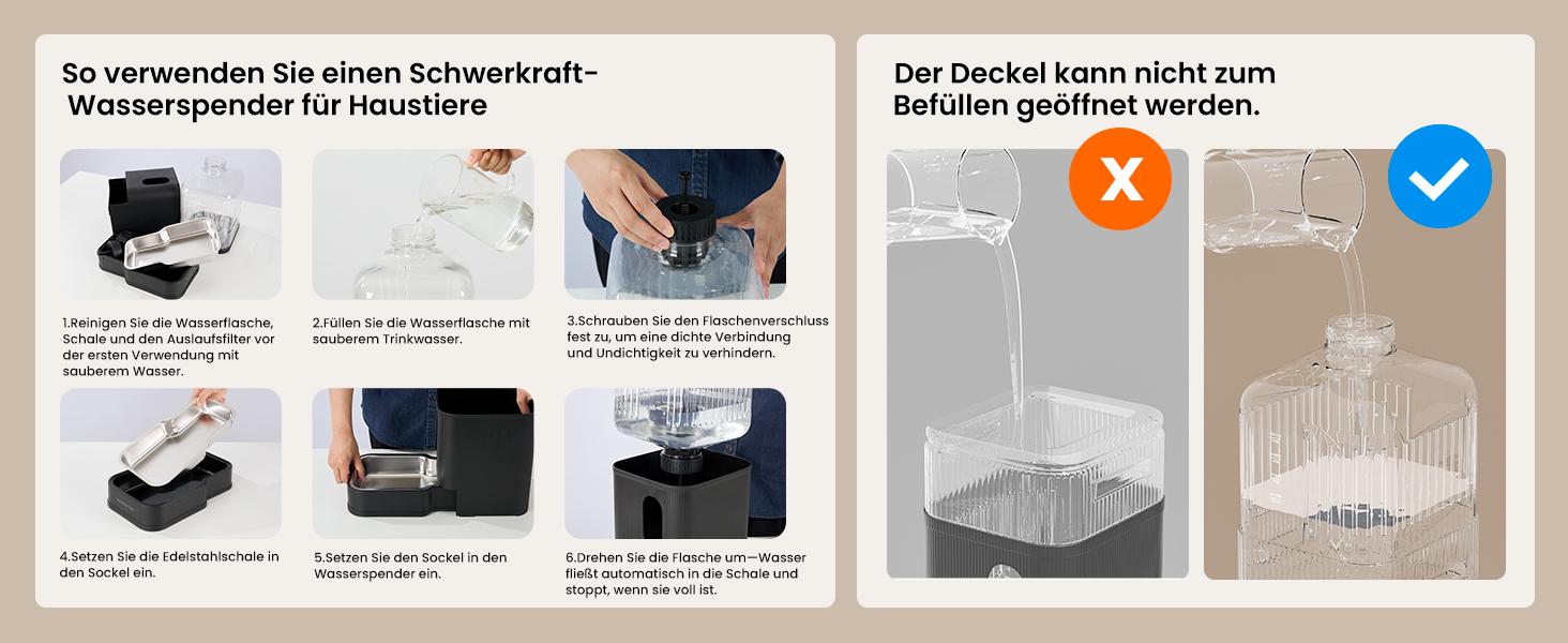 Автоматичний диспенсер води для собак та котів Gardner Pet 6.5L, годівниця, не потребує електрики, з нержавіючою чашею, BPA-free, чорний