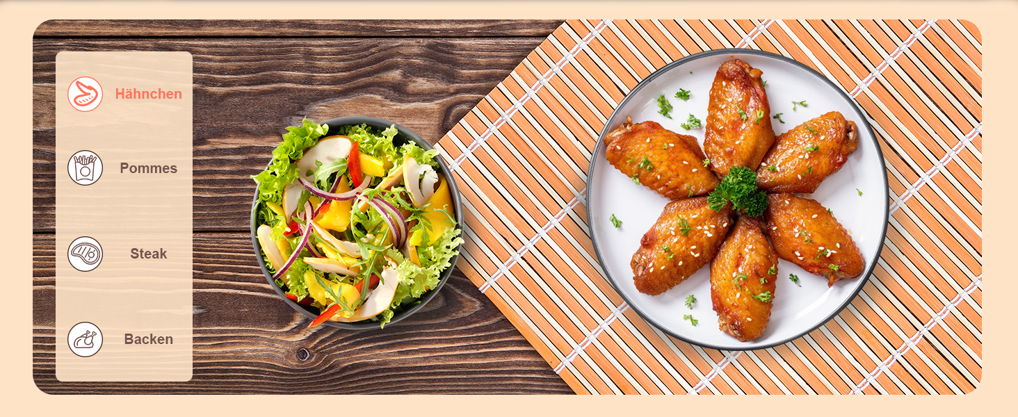 Фритюрниця повітряна XXL 8 літрів | 10-в-1 Airfryer | Розумна фритюрниця | Без олії | Цифровий LED-дисплей | 1500W | Чорний