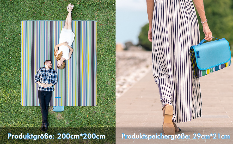 Плед для пікніка Muyans 300x200 см, XXL, вологостійкий, складаний, з ручкою для саду, пляжу, кемпінгу