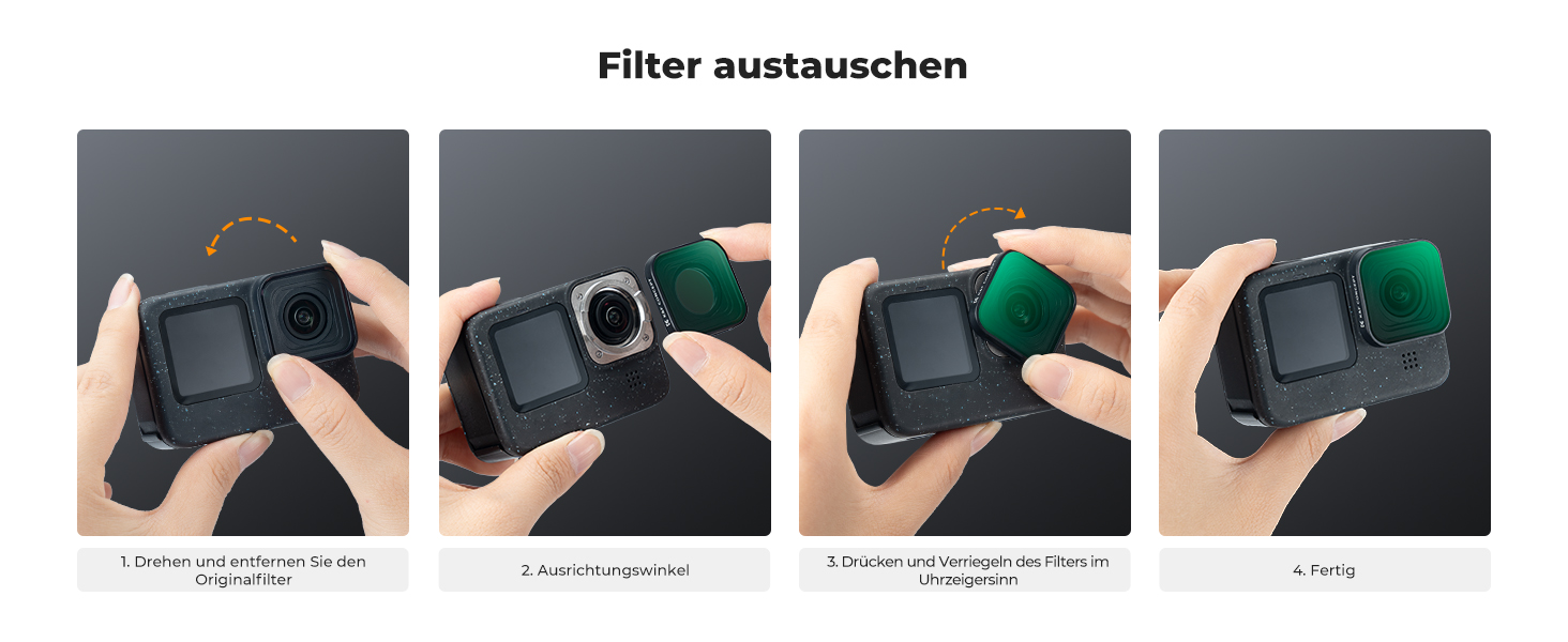 Набір фільтрів ND K&F Concept для GoPro Hero 13 Black (4 шт.): ND4, ND8, ND16, ND32. Захист від UV-променів, HD Optical Glass