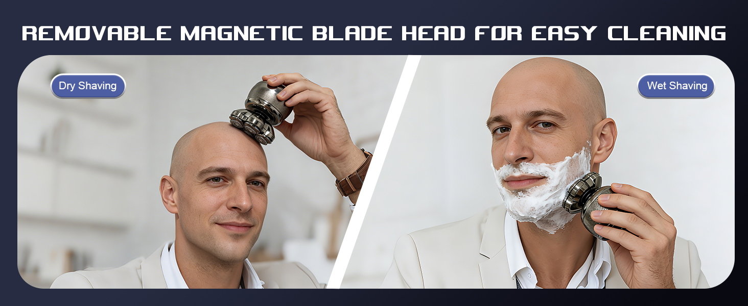 Електричний бритва для голови Glatzen Herren: професійний бритва для гоління голови, вологий та сухий, з LED-дисплеєм, 2 швидкості, сріблястий