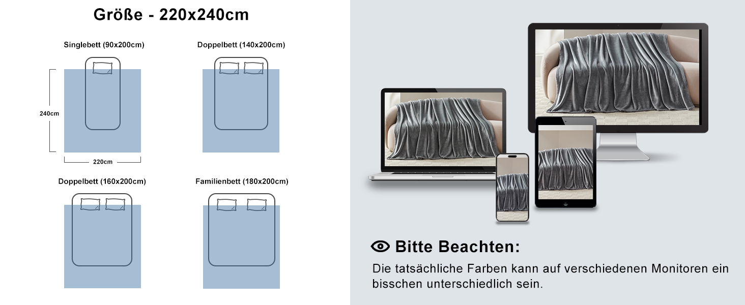 Плед WAVVE: теплий та м'який плед з флісу 150x200 см, сірий колір. Ідеально для дивану та відпочинку.