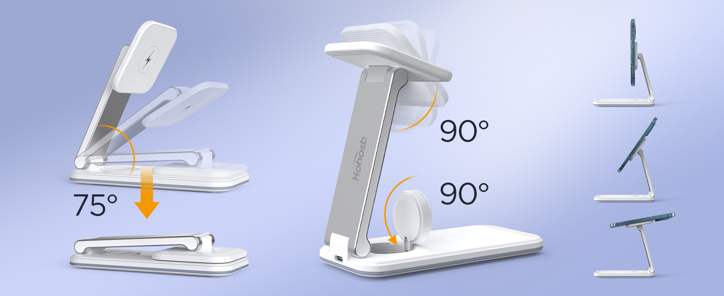 Зарядна станція MagSafe 3-в-1, складна, бездротова, біла (18W адаптер в комплекті). Сумісна з iPhone 14/13/12, AirPods Pro/2/3, iWatch 8/7/6/SE/5/4/3/2. Модель S16