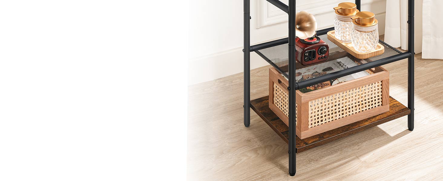 HOOBRO Стійка для рушників з 3 перекладинами, 2 полиці, для ванної кімнати, коричнево-чорна