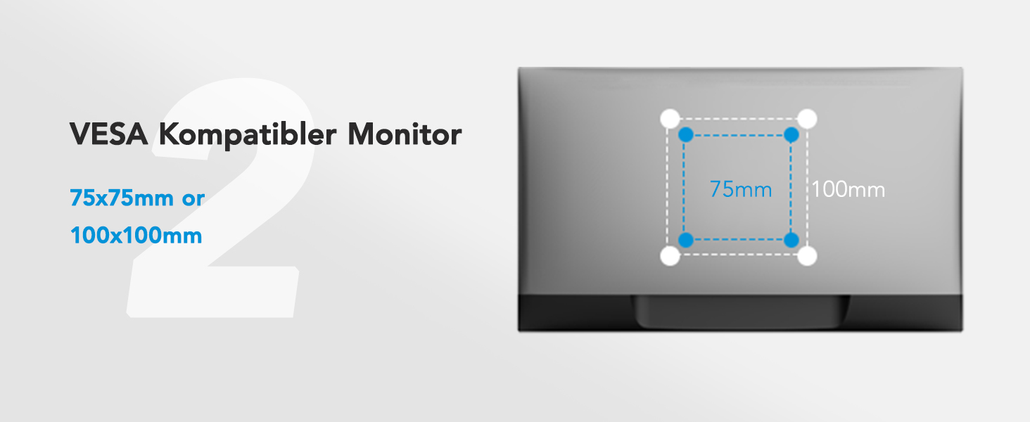 Кріплення для монітора HUANUO на 2 монітори, стабільне та ергономічне, до 32 дюймів, регульована висота, нахил та поворот, VESA 75/100, до 10 кг на кріплення