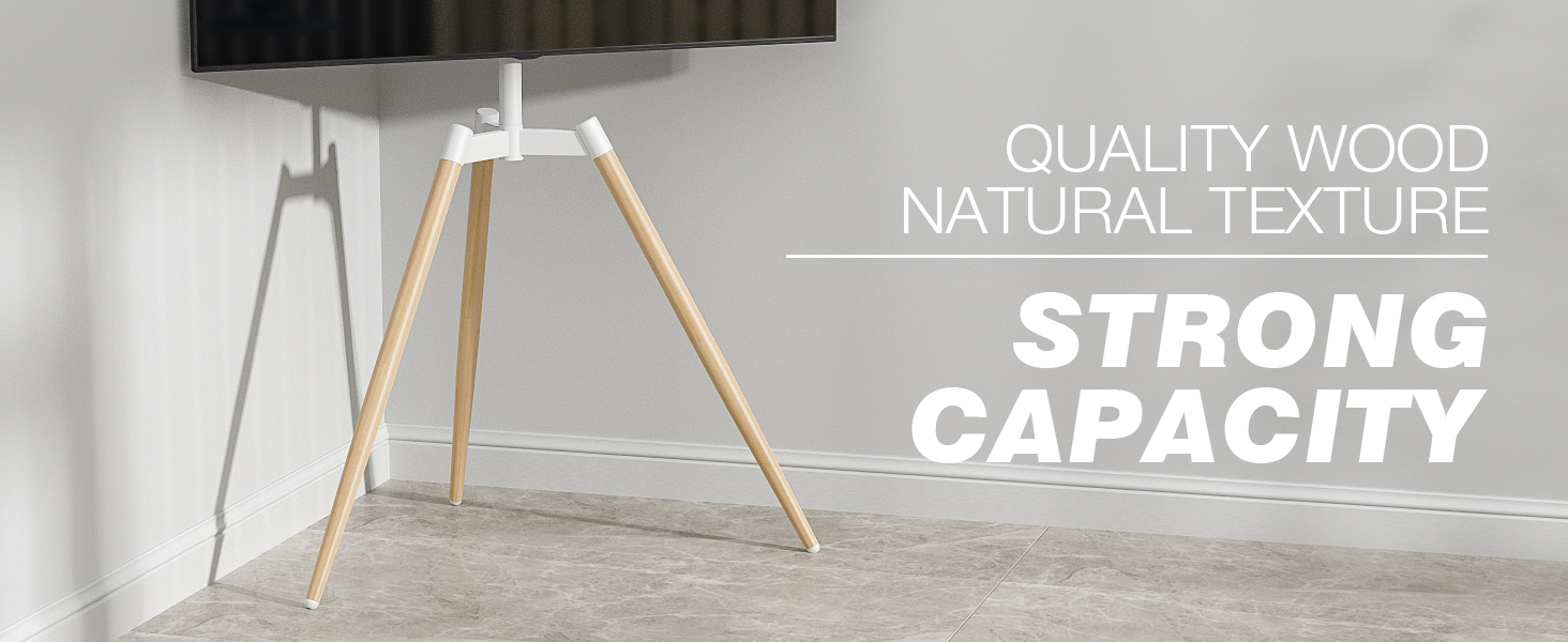 Adjustable TV Stand Tripod - Fits 32-65 inch TVs, VESA 400x400mm, 35kg Weight Capacity, Beige