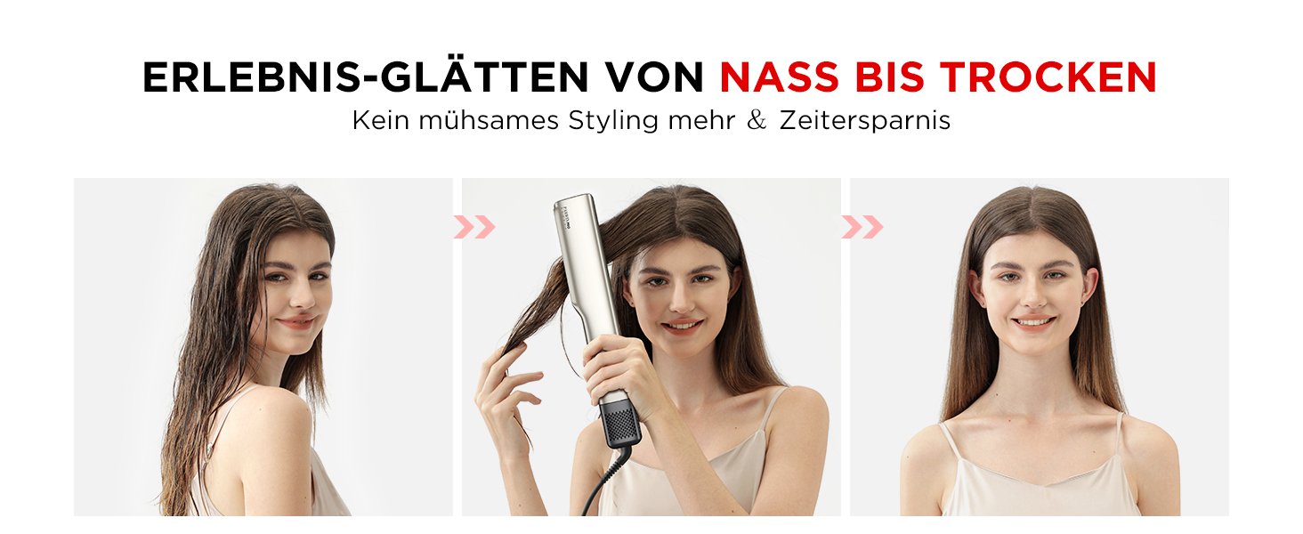 Плойка PARWIN PRO BEAUTY Ionen Air Glätteisen: без нагріву, для волосся 35-75 см, 1200W, темно-зелений (Champagnersilber Pro)