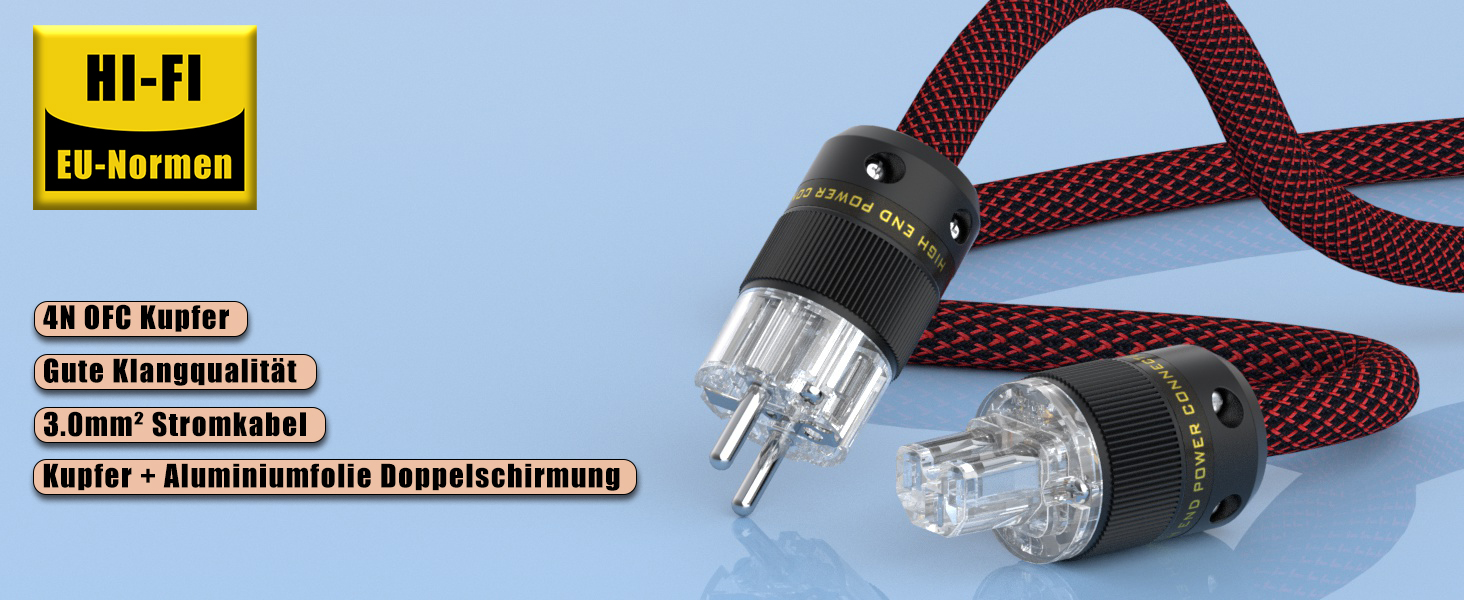 Hi-End мережевий кабель Monosaudio P083 1.5м, мідний екранований OFC HiFi кабель живлення AC, 16мм, вилка Schuko та роз'єм IEC C15 для підсилювача, DVD, сабвуфера та декодера