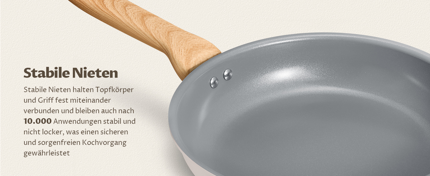 Набір сковорідок для індукції, 20/24/28 см, керамічне покриття з бакелітовою ручкою, антипригарне покриття, молекулярно з'єднане дно для індукції, підходить для всіх типів плит, без PTFE, PFAS та PFOA, 3 шт.