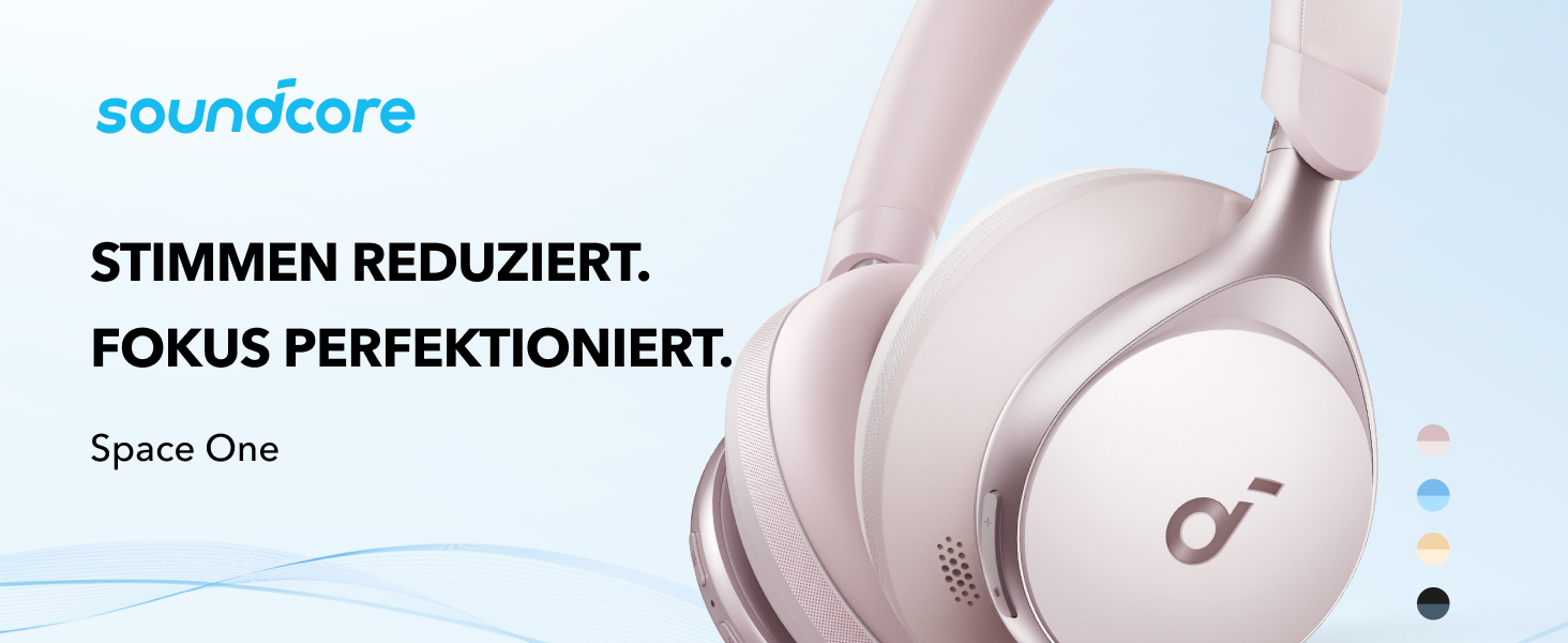 Soundcore Space One Рожеві Бездротові Навушники з Активним Шумозаглушенням Bluetooth 5.3, 40 годин, Hi-Res Audio, App