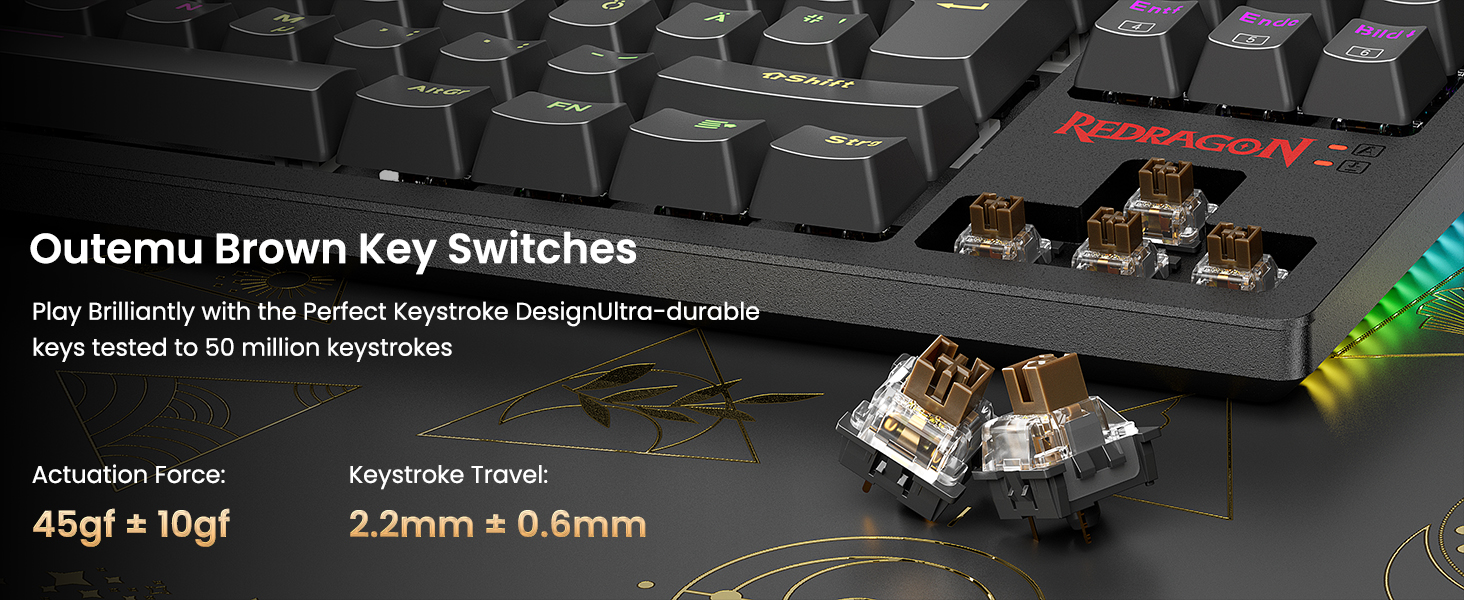 Redragon K552 Комплект: Механічна клавіатура та миша для геймінгу з RGB-підсвічуванням, brown switches, 4200 DPI, QWERTZ DE Layout