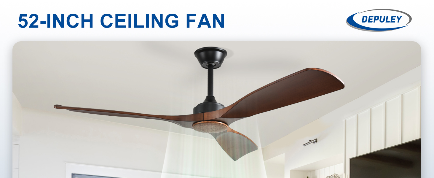 Стеляний вентилятор Depuley Leise з підсвічуванням для вулиці: LED лампа з вентилятором для саду, тераси - 132см, з керуванням через APP для вітальні, ресторану, офісу (Коричневий, 52'' без підсвічування)