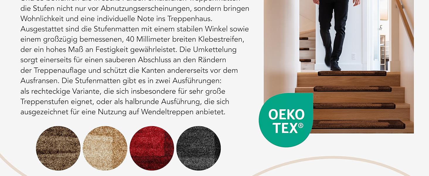 Casa Pura килимки на сходи самоклеючі напівкруглі червоні 15 шт. 65 x 23,5 см, сучасний дизайн | Casa Pura Via Veneto