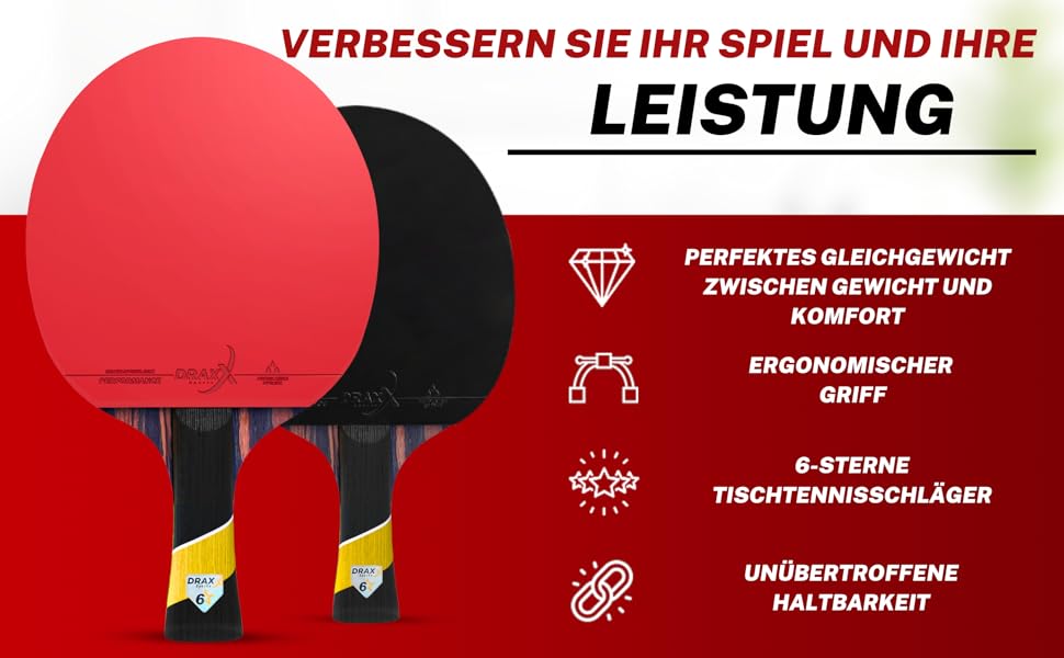 Стіл тенісний набір DRAXX SPORTS Carbon | 6 зірок | Швидкий, Сильний, Точний | Офенсивна швидкість | Посилена захисна обкладинка | Професійний набір для настільного тенісу