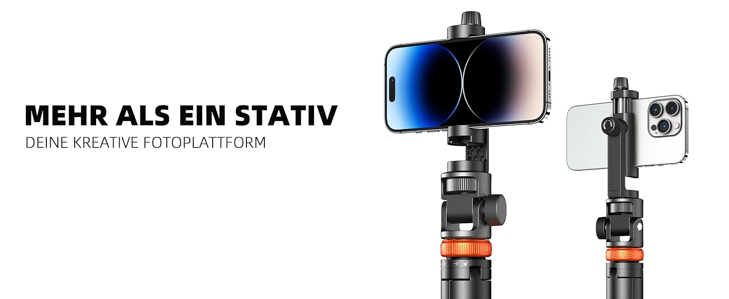 Штатив для смартфона та селфі-палки з пультом дистанційного керування, 158 см, карбоновий, чорний