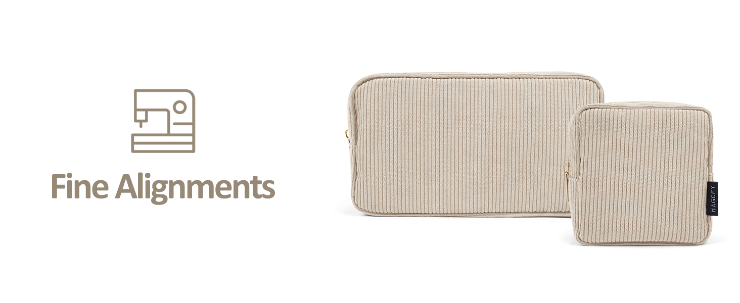 Косметичка MAGEFY для макіяжу: 2 шт. у наборі, з відділеннями, з корду, для подорожей, бежевий колір