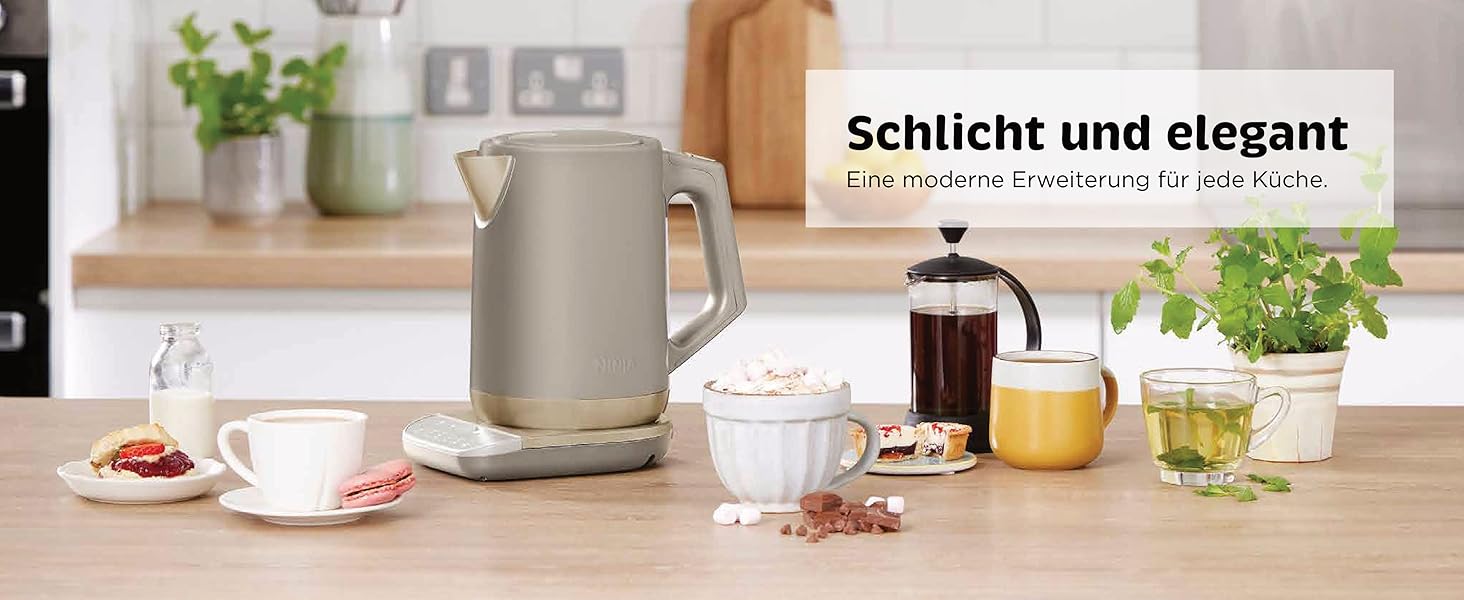 Електричний чайник Ninja Perfect Temperature, 1.7 л, швидке кип'ятіння, 6 температурних режимів, функція підтримання тепла, Stonegold, KT201EUSTGD