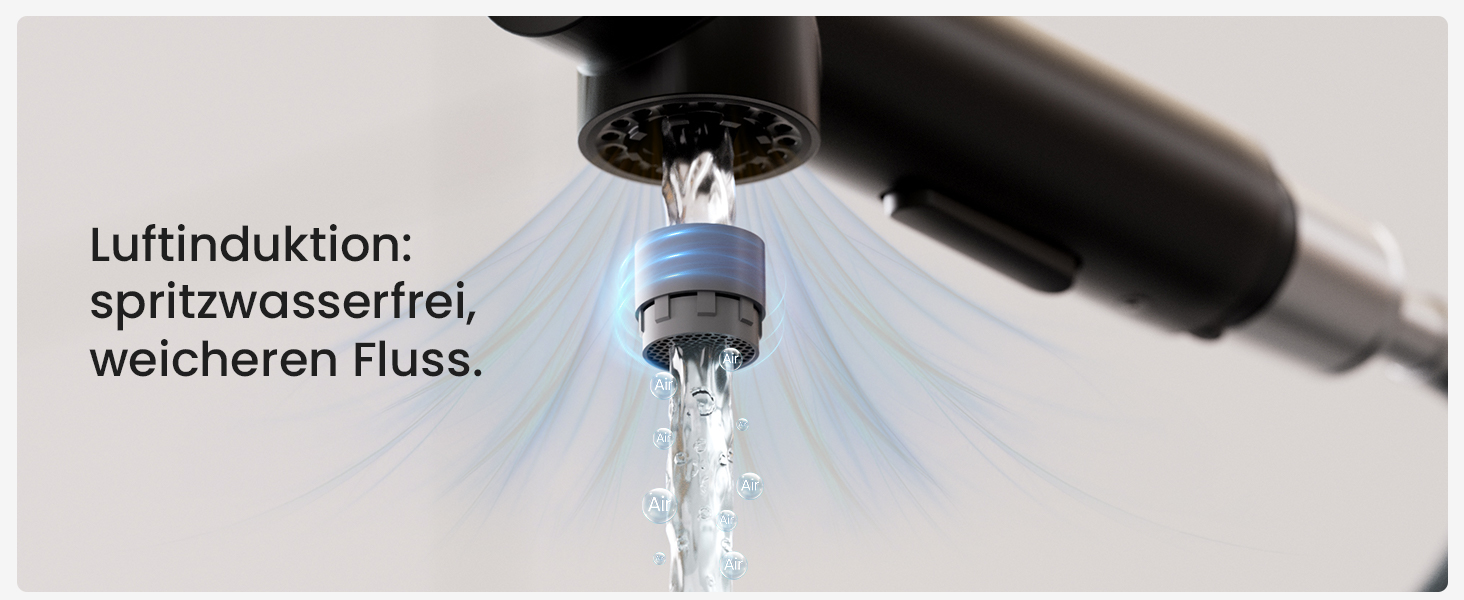 Кран кухонний CECIPA X203B чорний з висувною лійкою, 360° поворот, двома струменями, з нержавіючої сталі