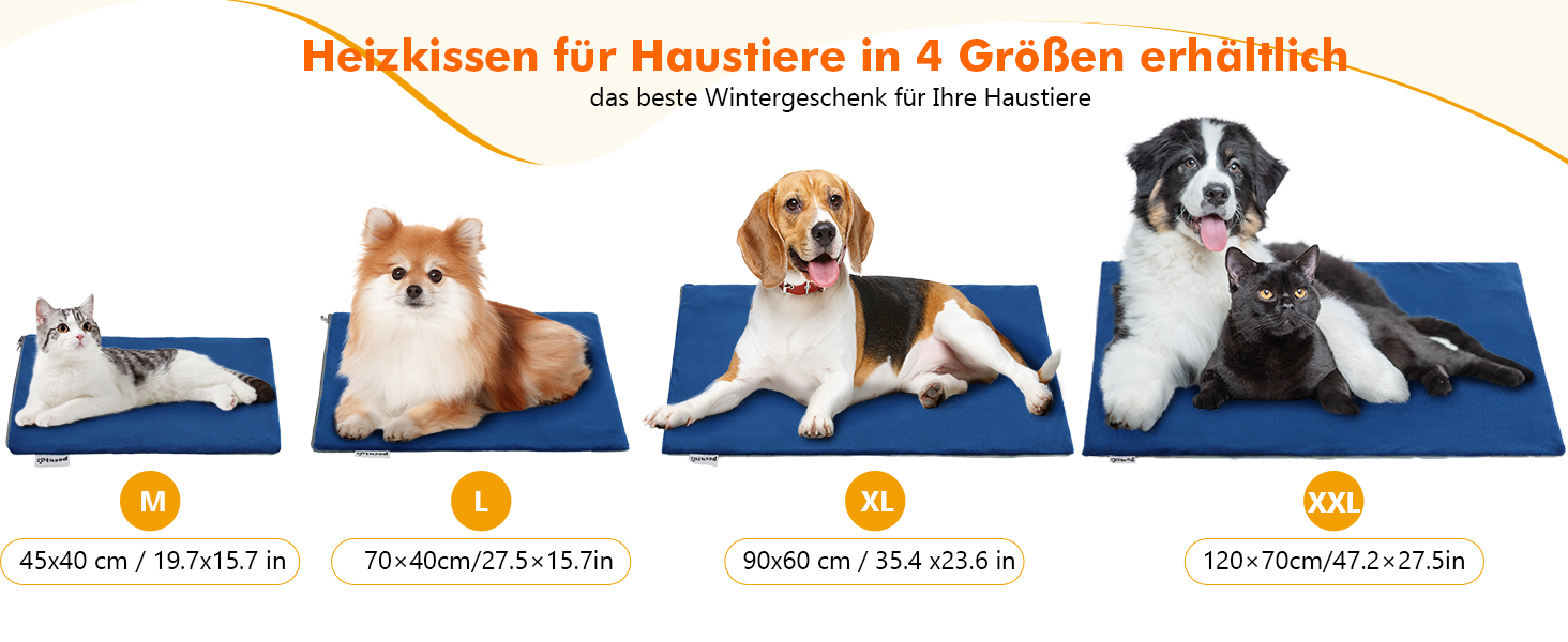 Електричний килимок для домашніх тварин Pecute - обігрівач для собак та котів, 40x50 см (M) / 90x60 см (XL) з контролером