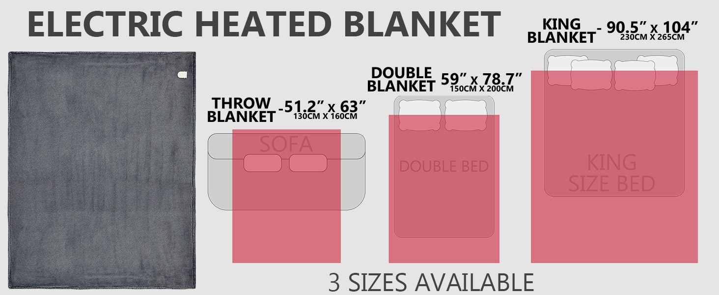 Електрична ковдра Kingsize Get Trend, м'яка Sherpa Fleecedecke, 230x265 см, 9 режимів нагріву, таймер 12 годин, тепла ковдра-подарунок (темно-сірий, розмір EU)